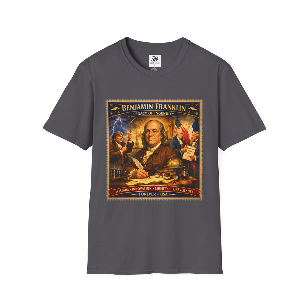Benjamin Franklin "Founding Father Tribute' Vintage Stamp T Shirt