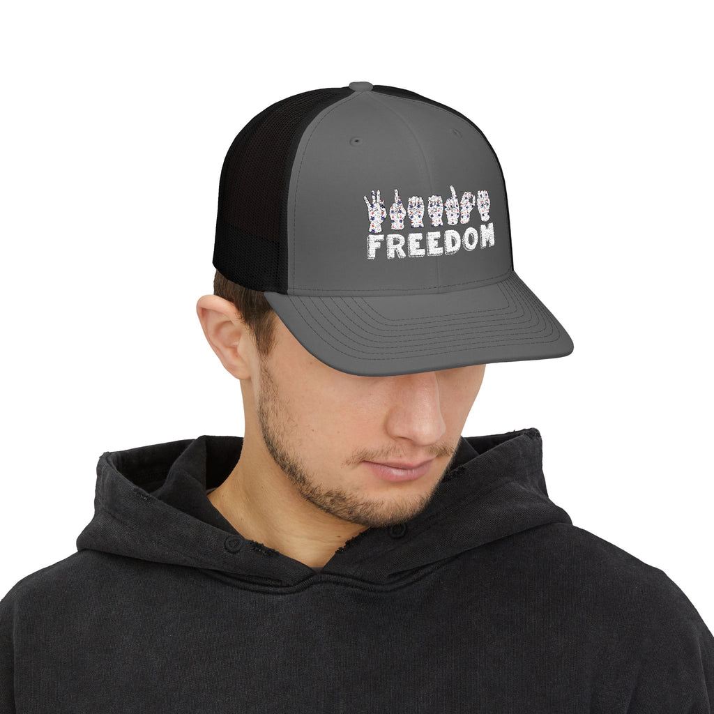 Freedom fingers-spelled ASL (America Sign Language) Embroidery - Trucker Cap Snapback