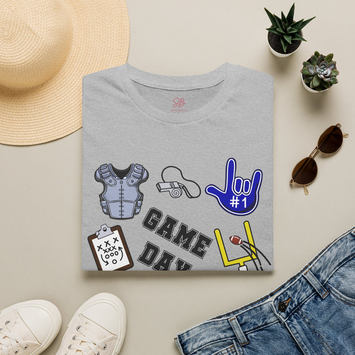 Game Day Football with I Love You ASL  - T-Shirt