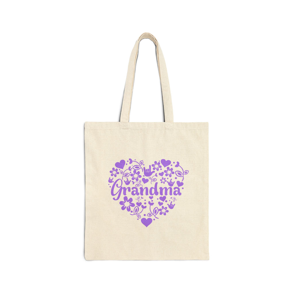 Grandma Heart Floral with purple design Canvas Tote Bag