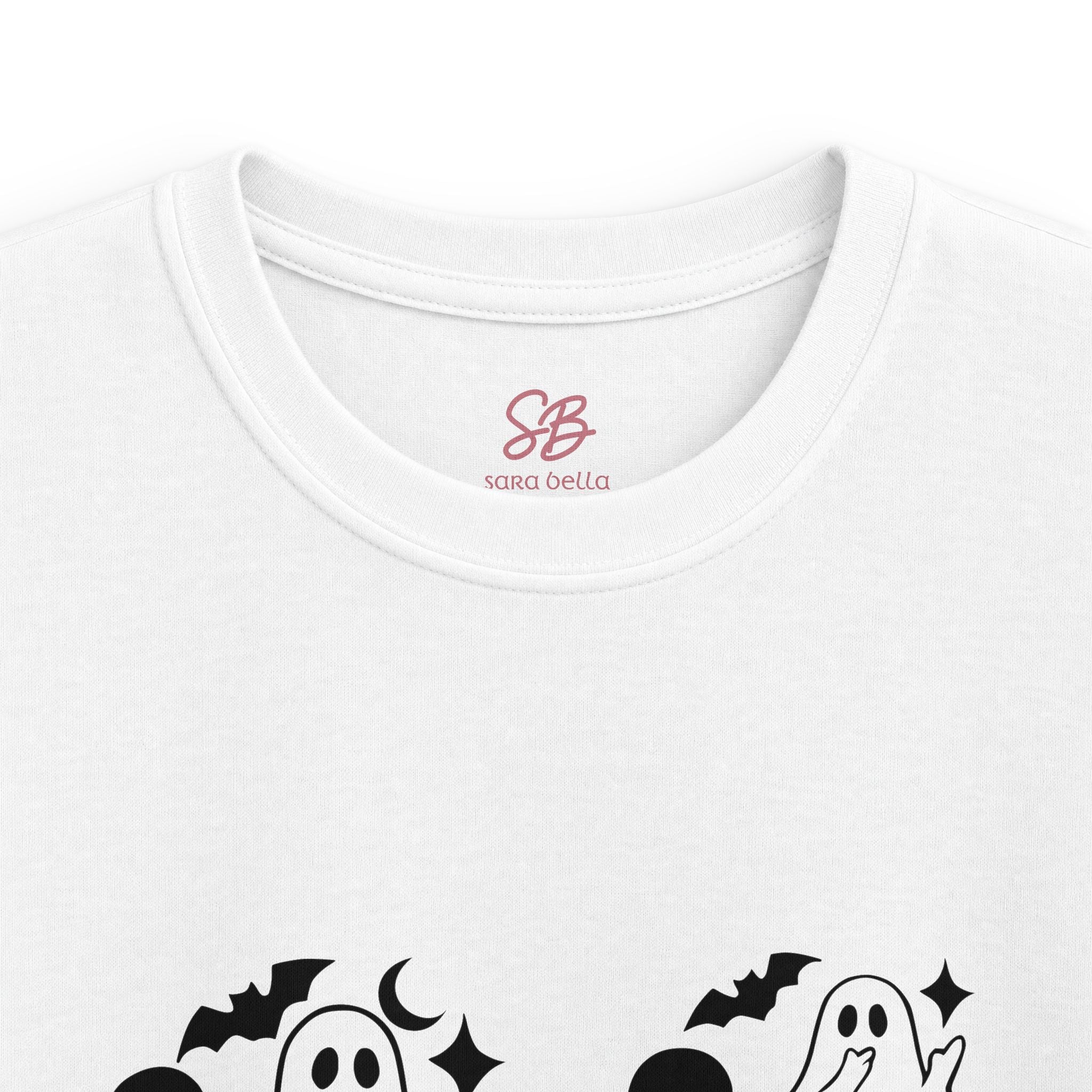 Ghost with "I love you" in ASL  floating of Hearts, Skulls & Bats - Kid T-Shirt
