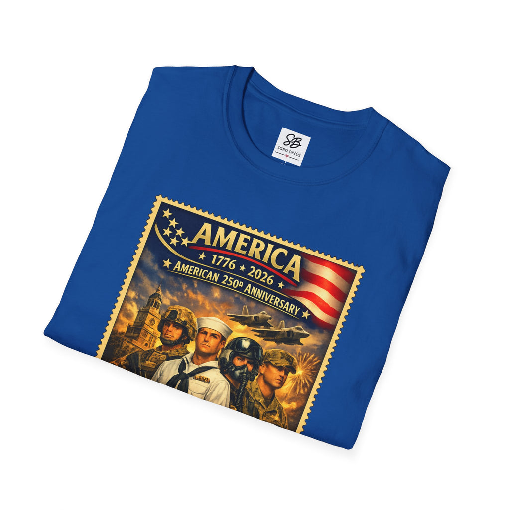 Patriotic America “Honoring Our Armed Forces”  Vintage Stamp T-Shirt