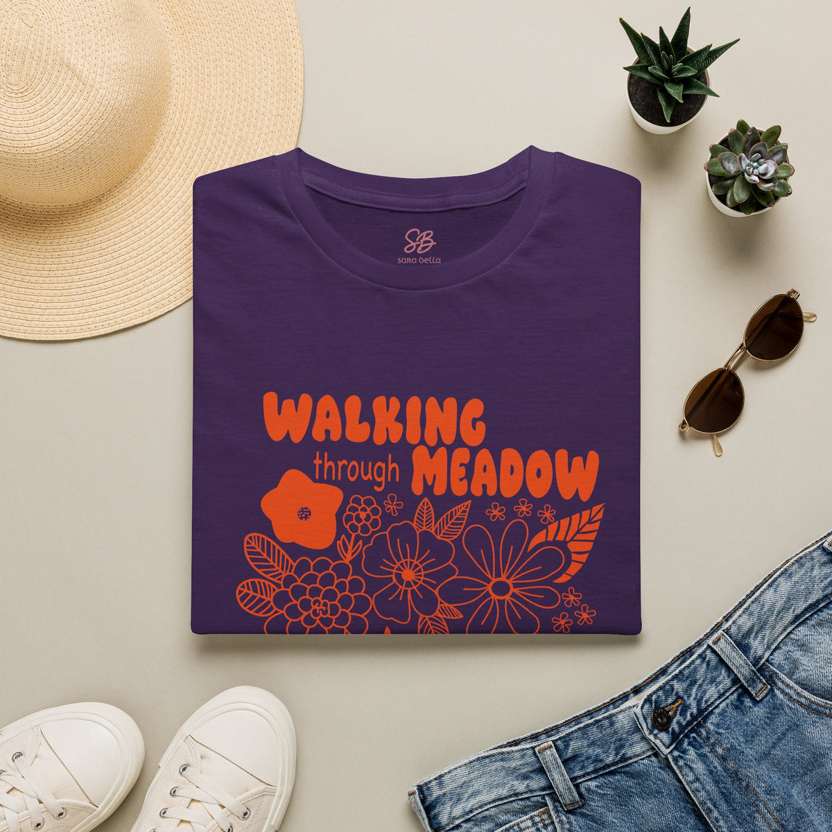 Walking Through Meadow Sunflowers - T-Shirt