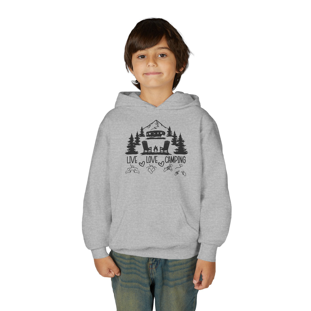 Live Love Camping in ASL (black ink) - Kid Hoodie