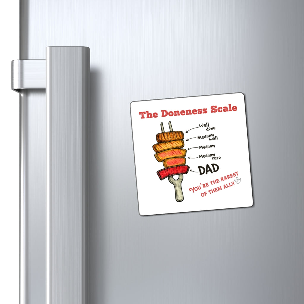 The Doneness Scale Dad Magnet — Funny BBQ Grill Steak Temperature Gift