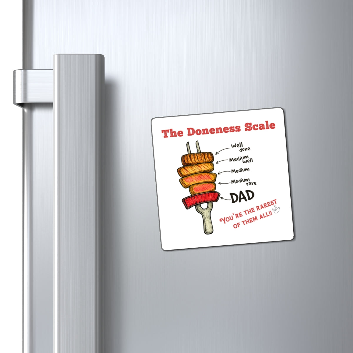 The Doneness Scale Dad Magnet — Funny BBQ Grill Steak Temperature Gift