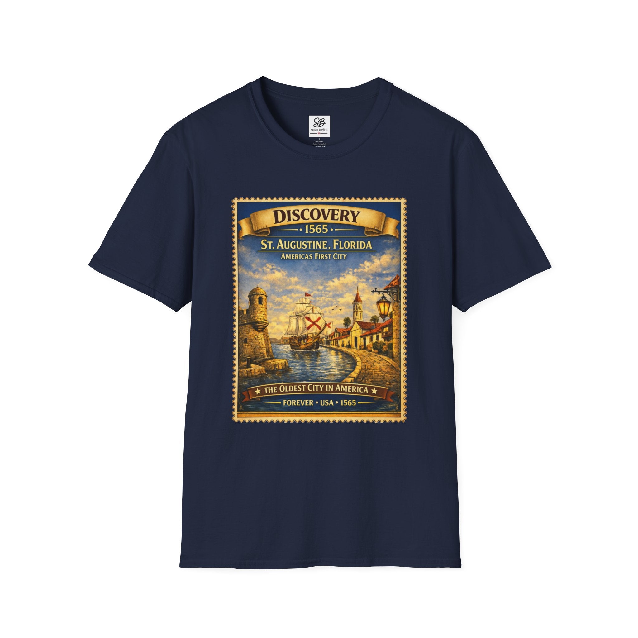 St. Augustine Discovery The Oldest City in America  1565 Vintage Stamp T-Shirt