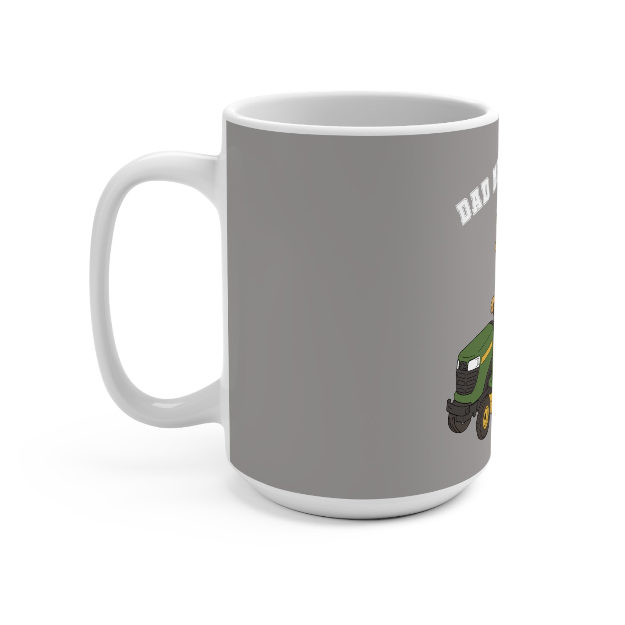 Dad Mows Best with Golden Retriever 15oz Coffee Mug