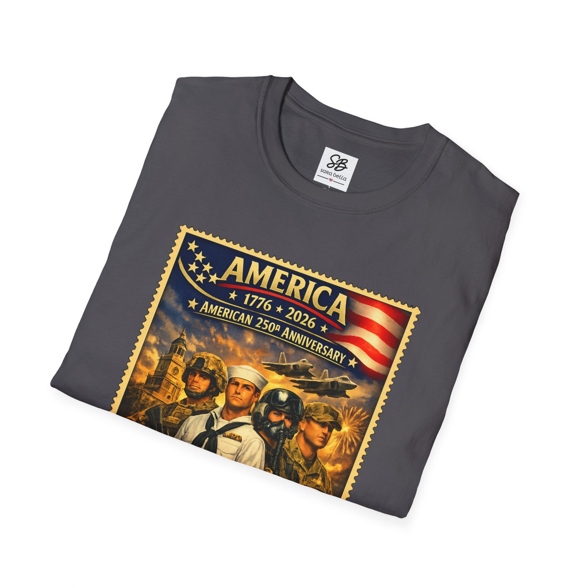 Patriotic America “Honoring Our Armed Forces”  Vintage Stamp T-Shirt