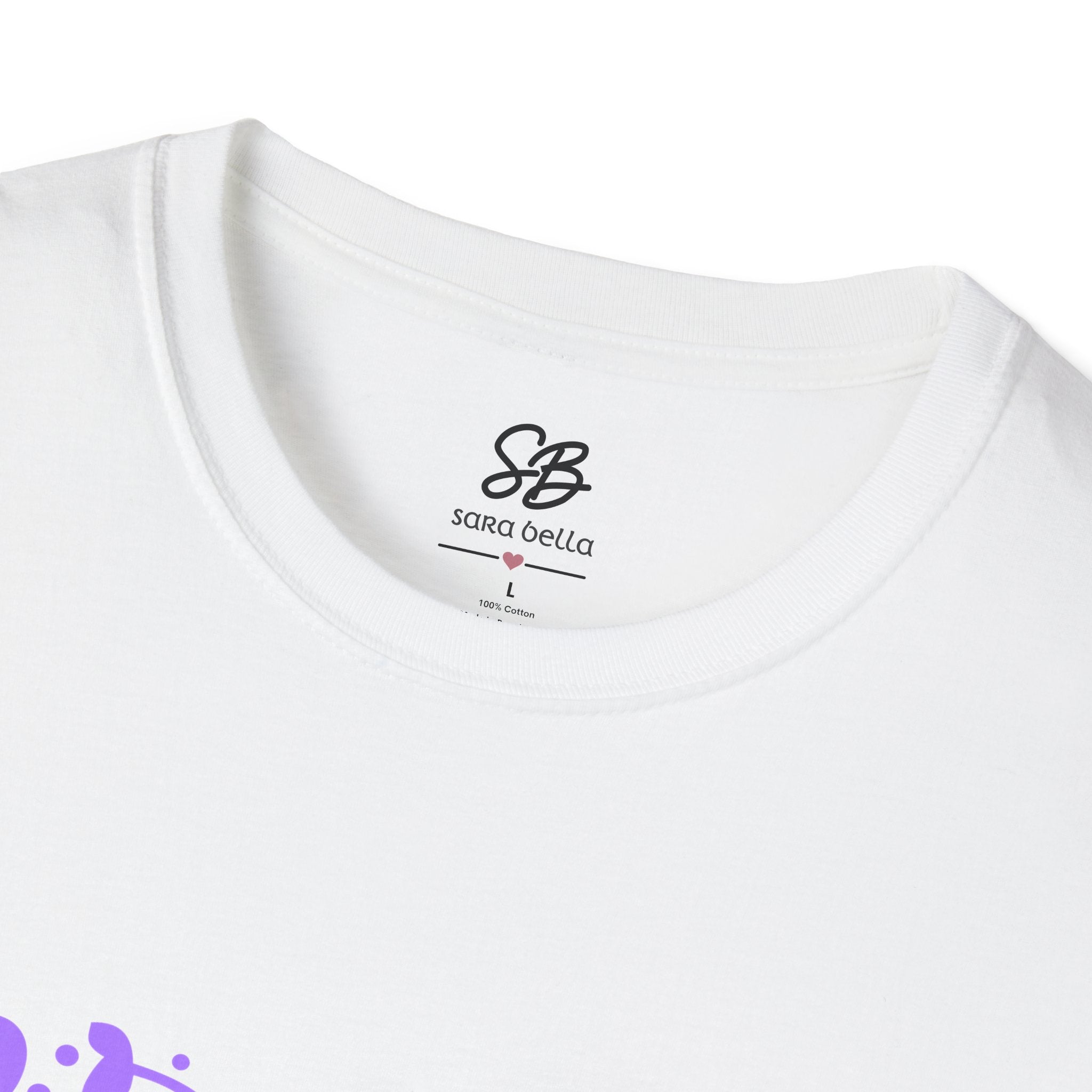 Nana I Love You ASL Unisex White T-Shirt with Purple Design