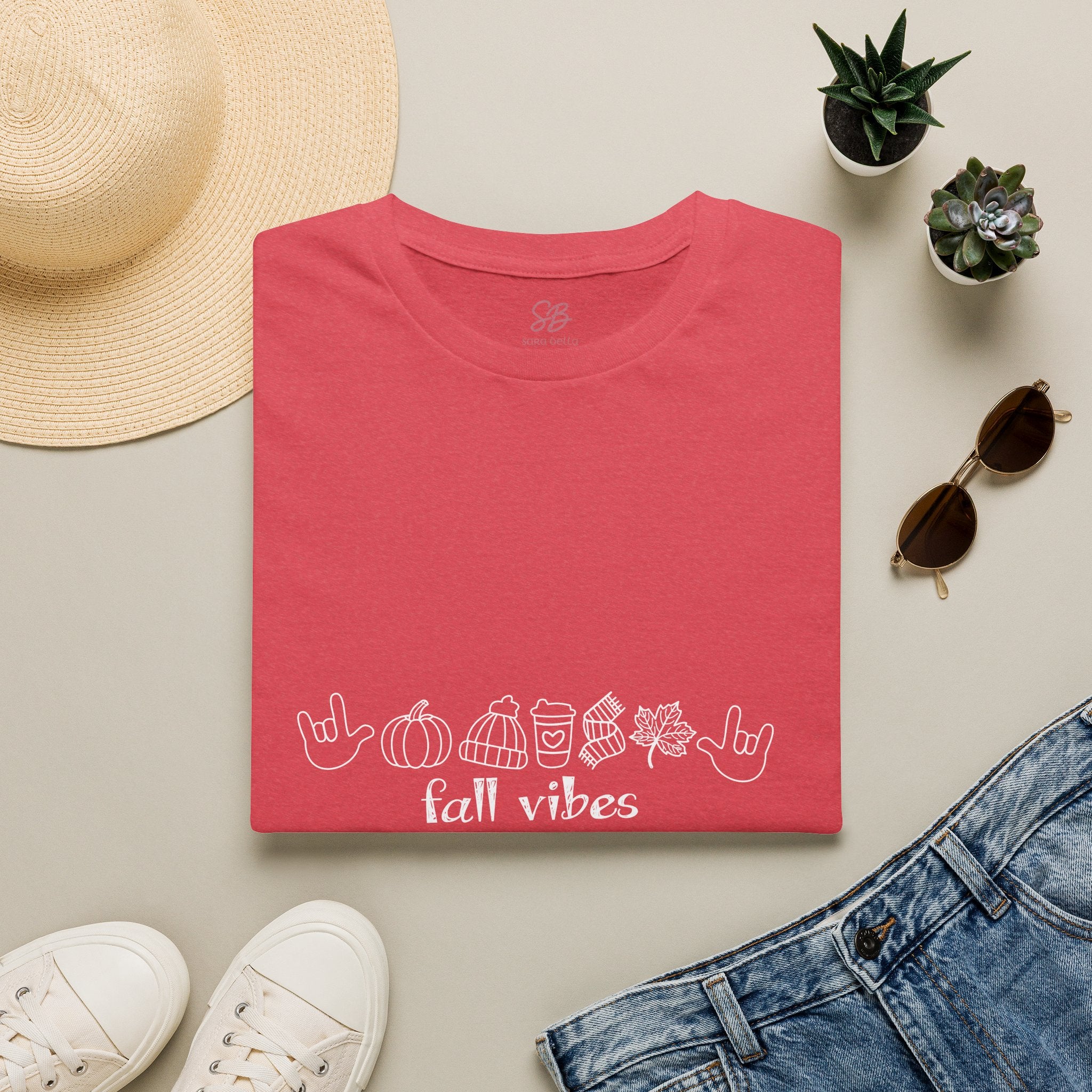 Fall Vibes with I Love you American Sign Language, ASL  - T-Shirt