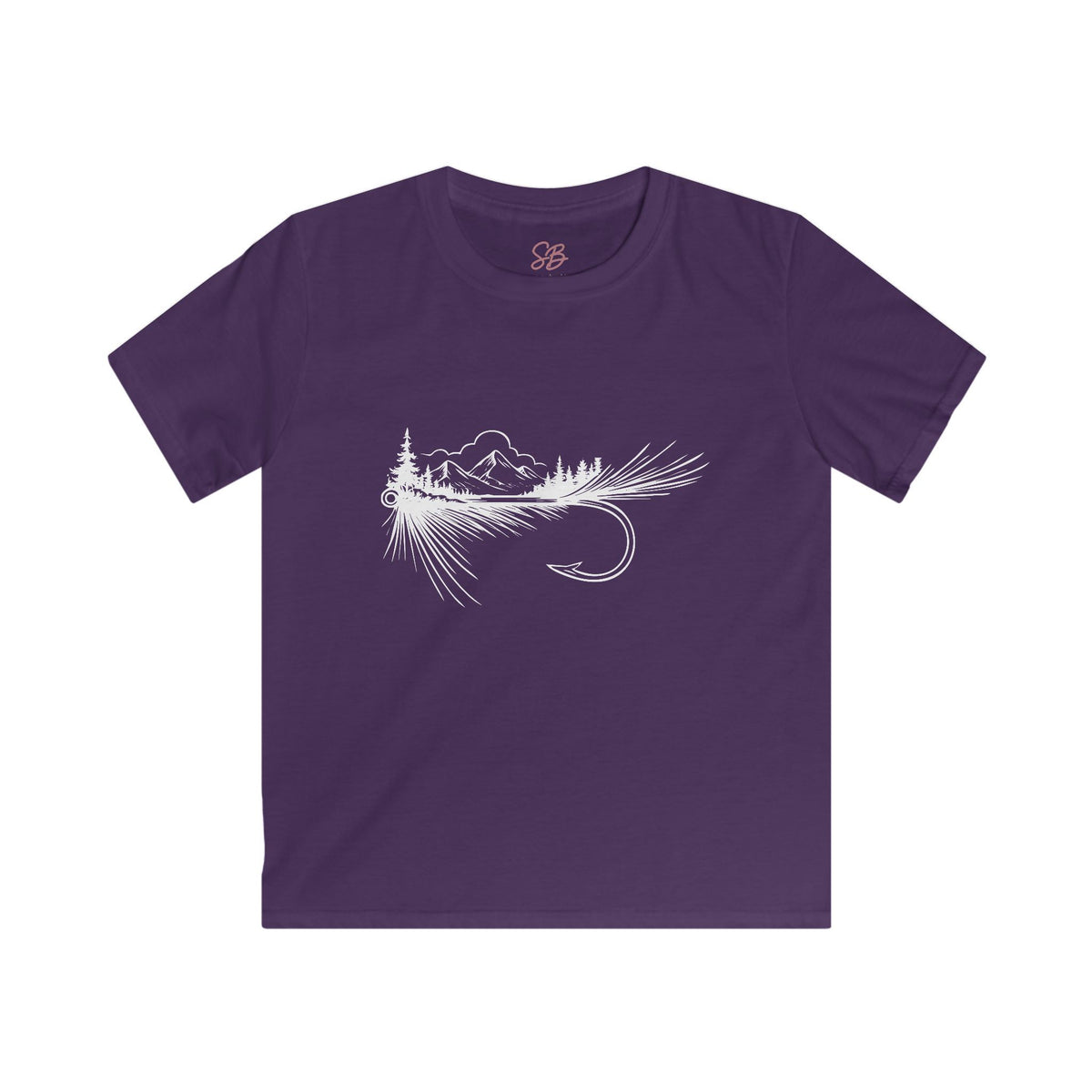 Fly Fishing Hook with Mountain View - Kid T-Shirt