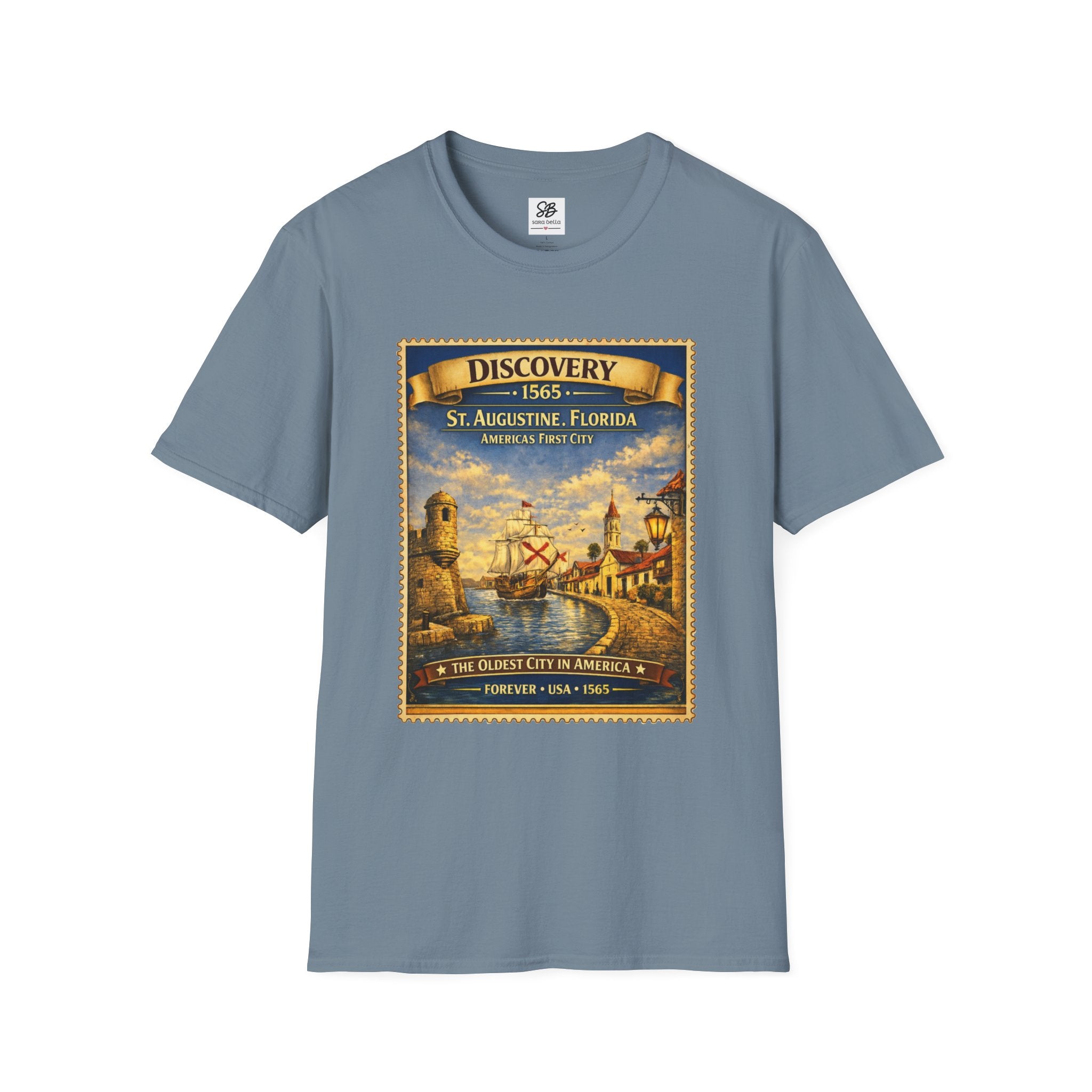 St. Augustine Discovery The Oldest City in America  1565 Vintage Stamp T-Shirt