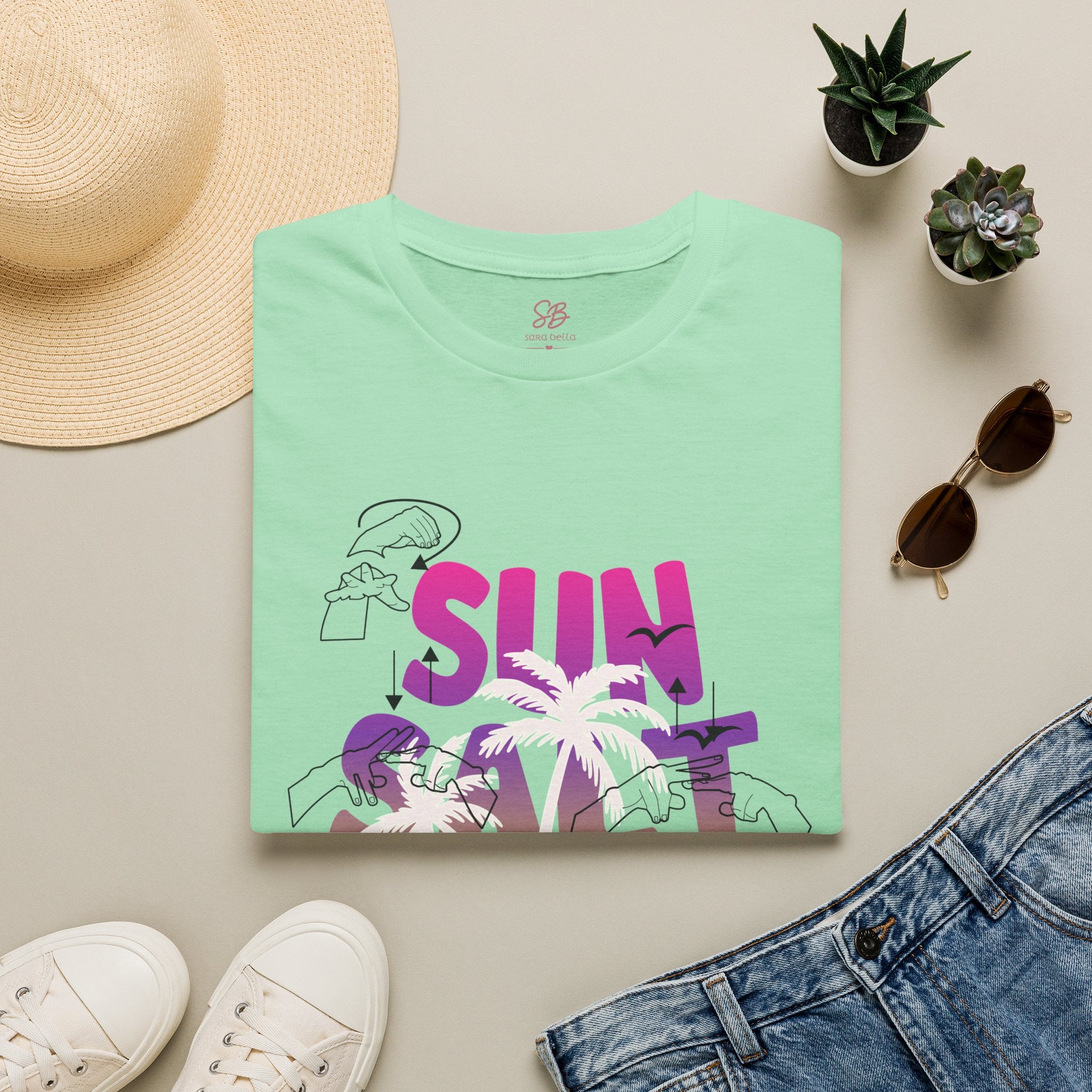 Sun, Salt & Sand in  American Sign Language - T-Shirt