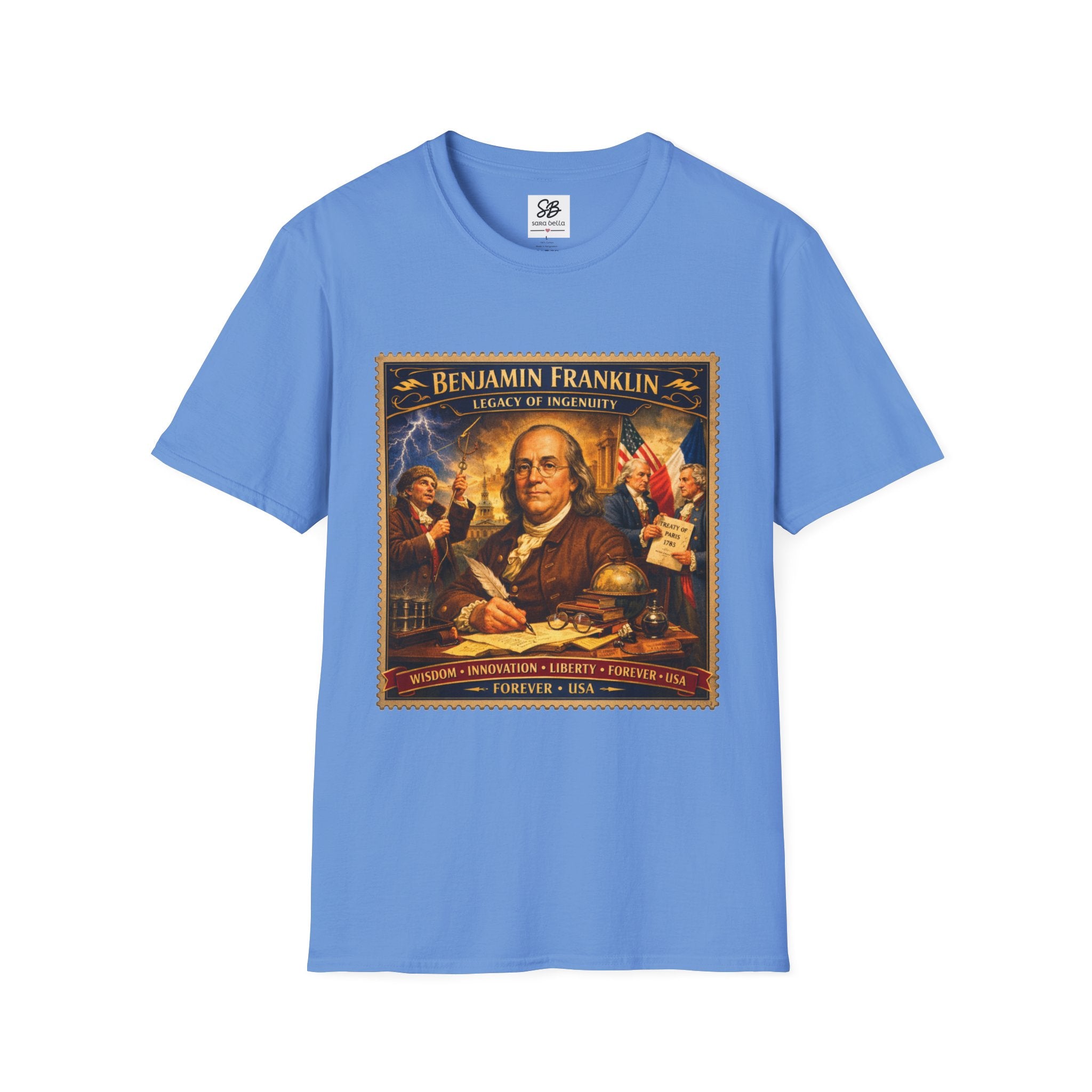 Benjamin Franklin "Founding Father Tribute' Vintage Stamp T Shirt