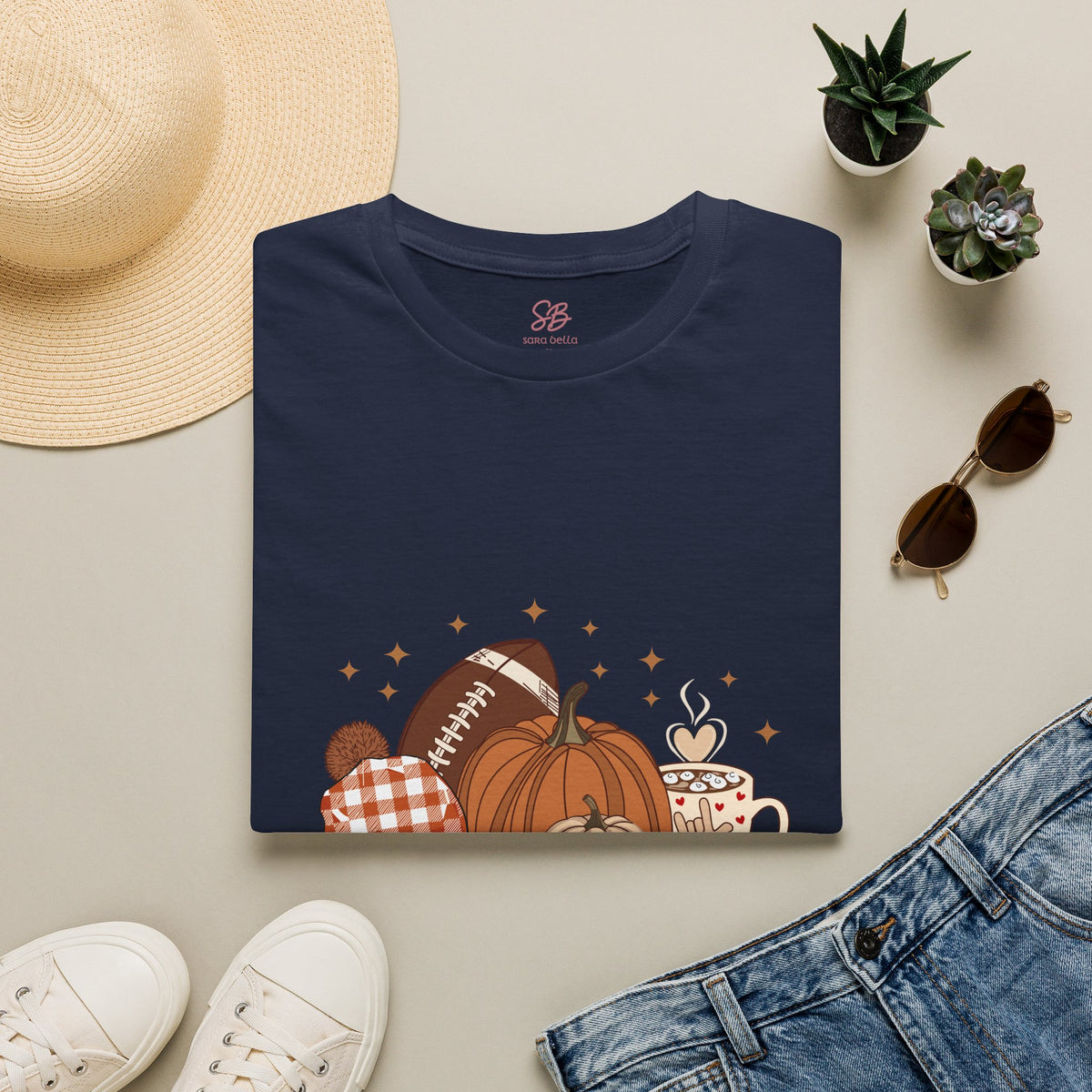 Autumn Football Pumpkins with I Love You American Sign Language, ASL - T-Shirt