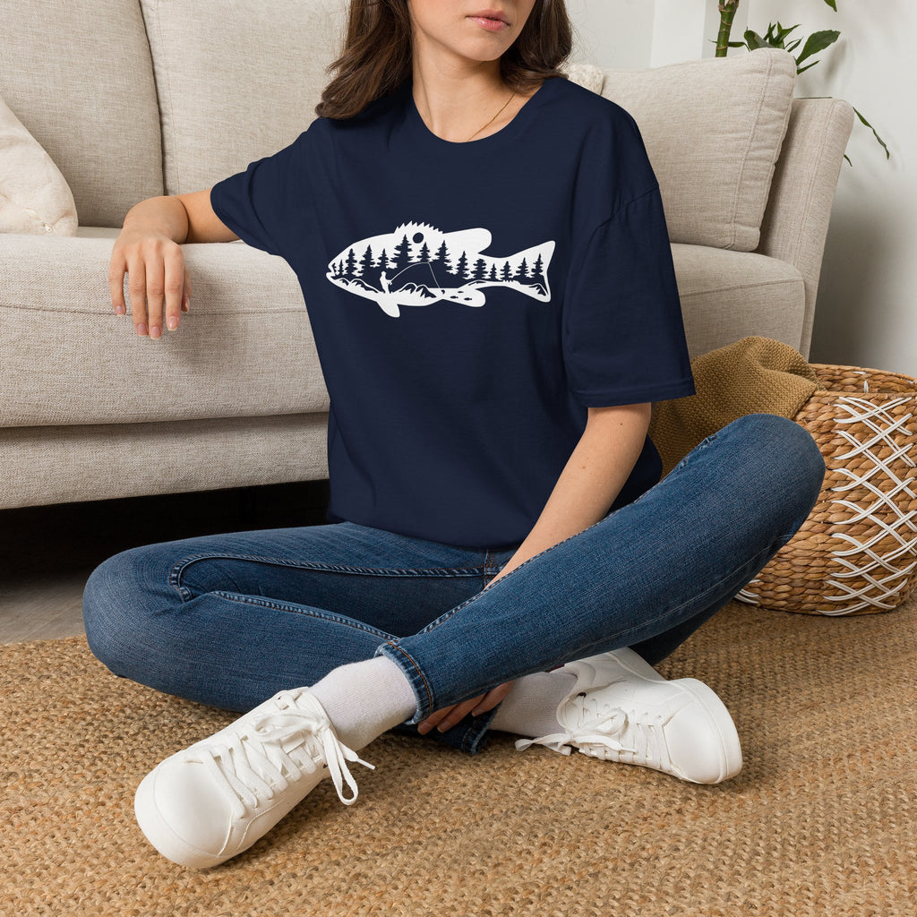 Bass Fisherman Landscape Fishing - T-Shirt