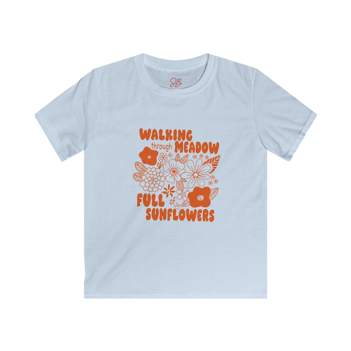 Walking Through Meadow Sunflowers - Kid T-Shirt