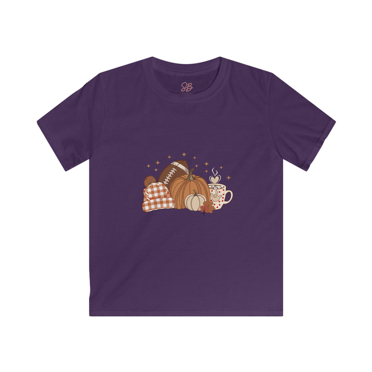 Autumn Football Pumpkin with I Love You American Sign Language, ASL - Kid T-Shirt