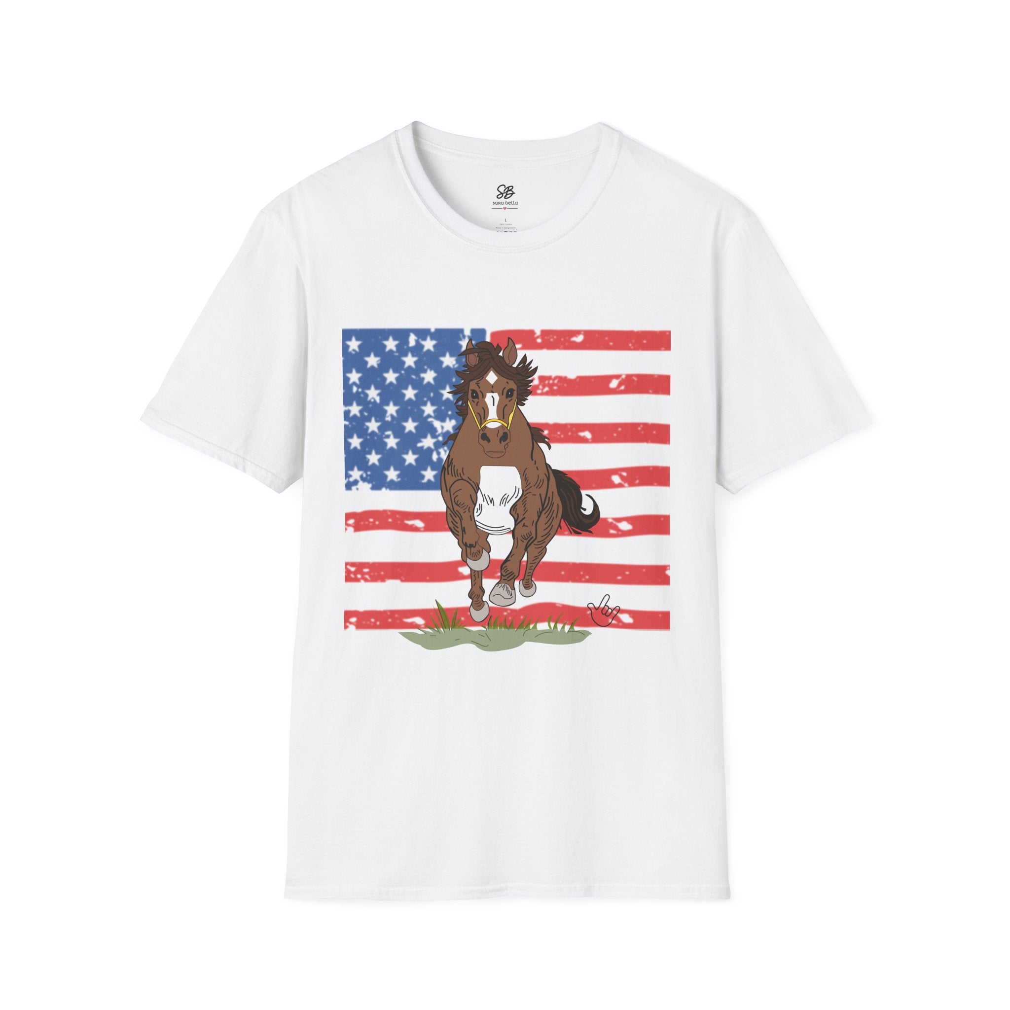Galloping Horse with American Flag Graphic Shirt