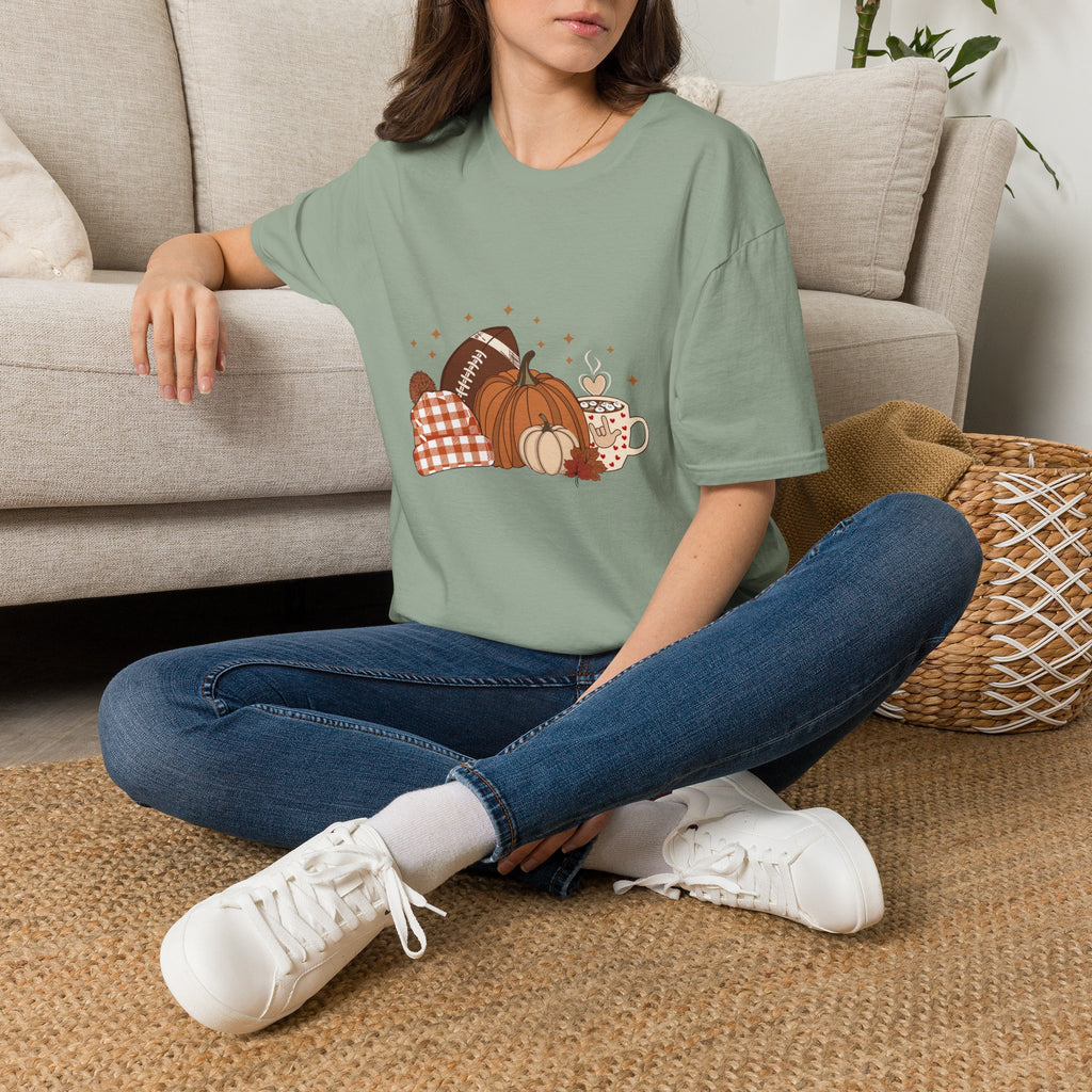 Autumn Football Pumpkins with I Love You American Sign Language, ASL - T-Shirt
