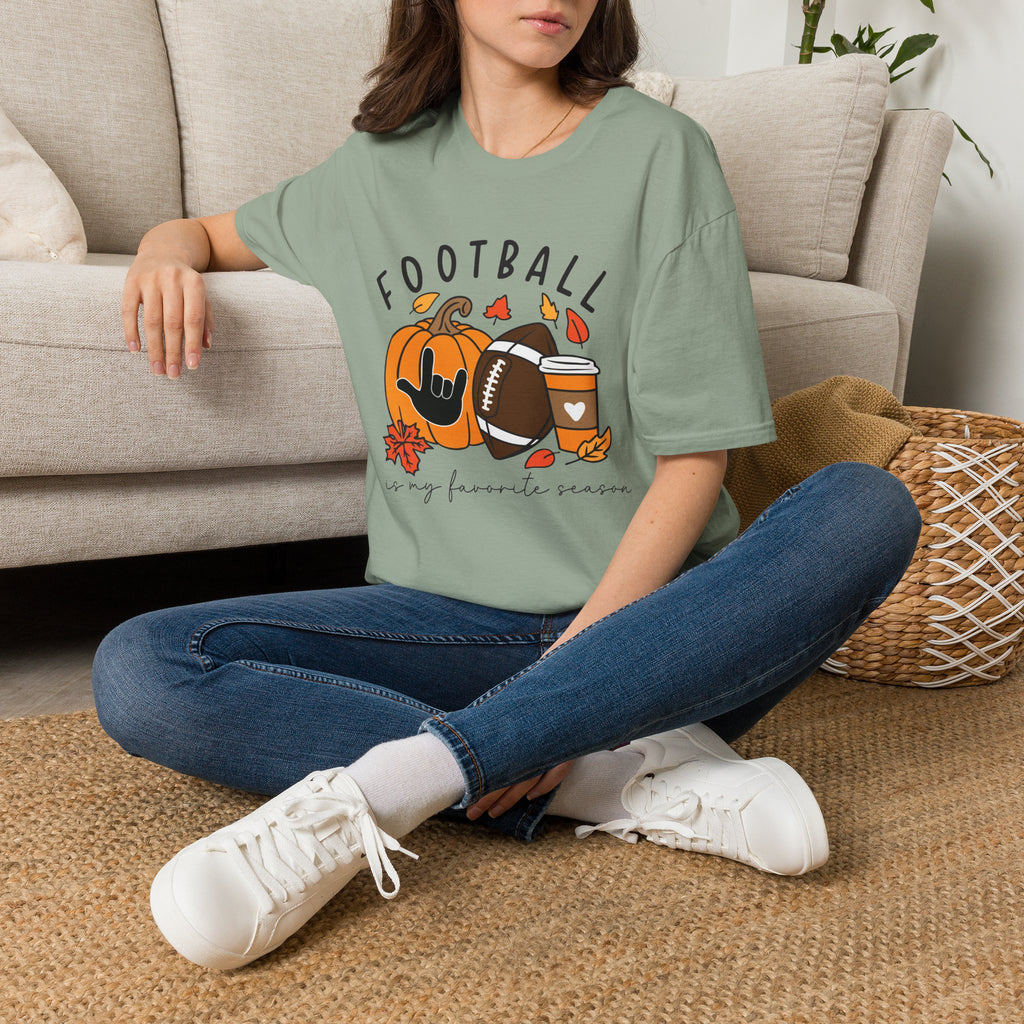 Football Is My Favorite Season  with I love you American Sign Language, ASL- T-Shirt