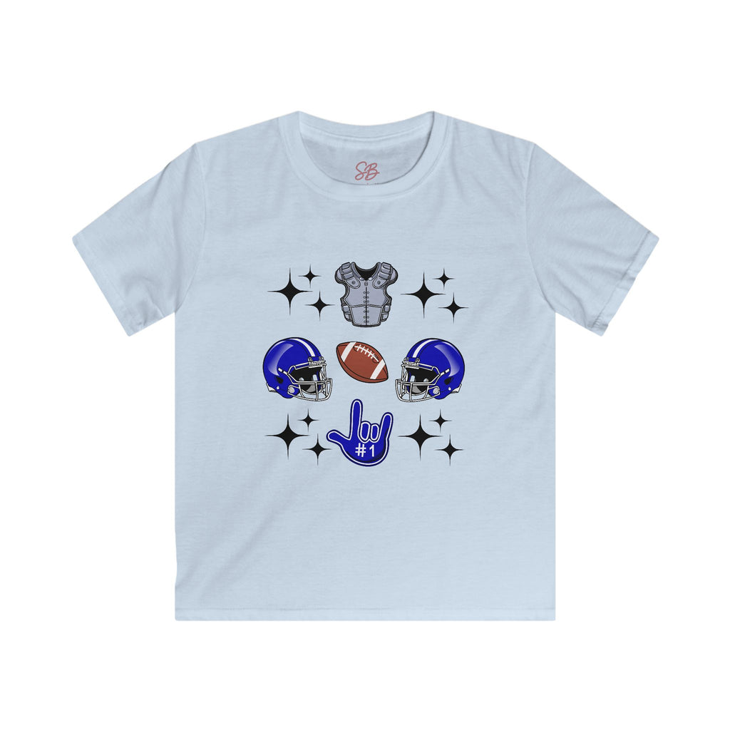 Football Gears Tic-Tac-Toe with I Love You ASL, American Sign Language - Kid T-Shirt