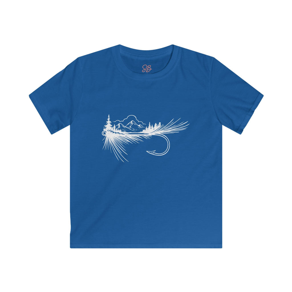 Fly Fishing Hook with Mountain View - Kid T-Shirt
