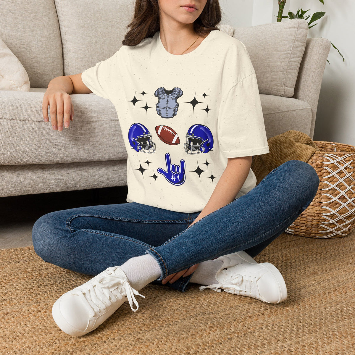 Football Gears Tic-Tac-Toe with I love you ASL American Sign Language -  T-Shirt