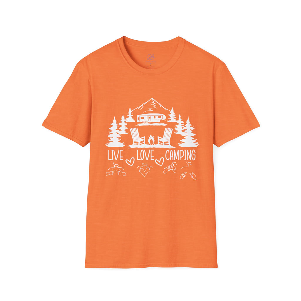 Live, Love, Camping in ASL (white ink) - T-Shirt