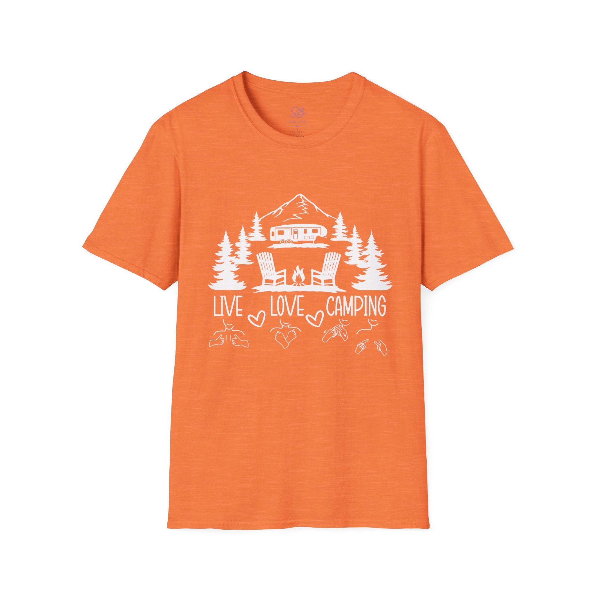 Live, Love, Camping in ASL (white ink) - T-Shirt