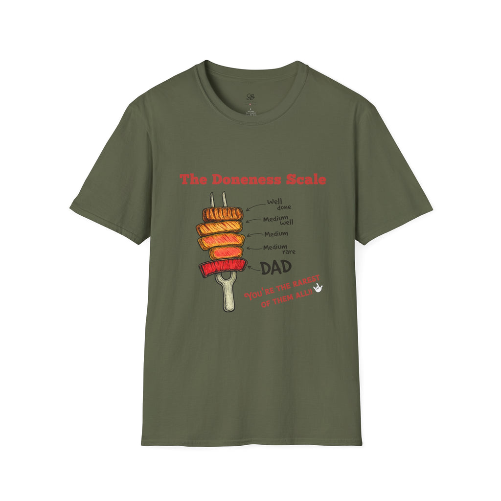 The Doneness Scale Dad Shirt — Funny BBQ Grill Steak Temperature Gift