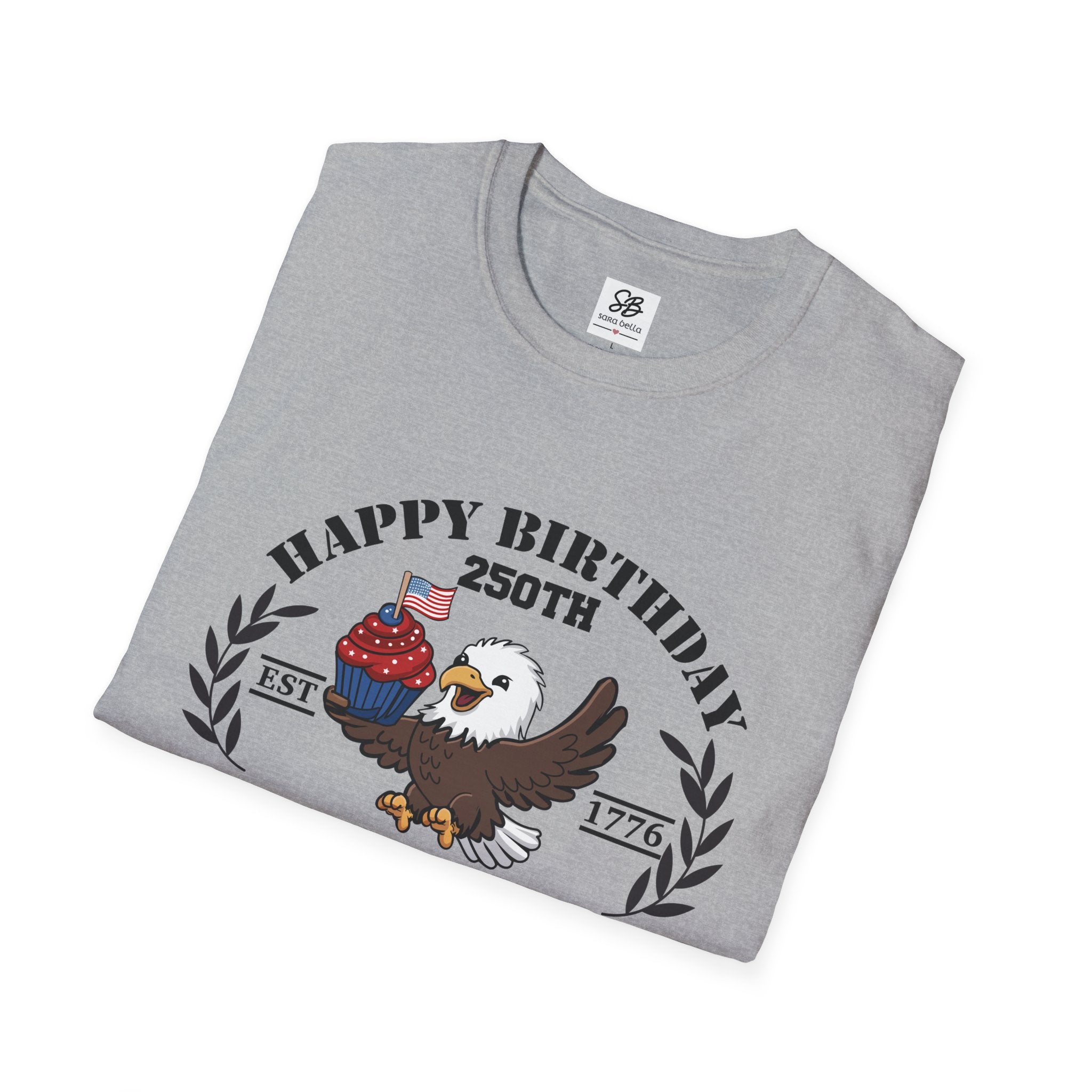 "Happy Birthday 250th America" Baby Eagle with cupcake Patriotic Shirt