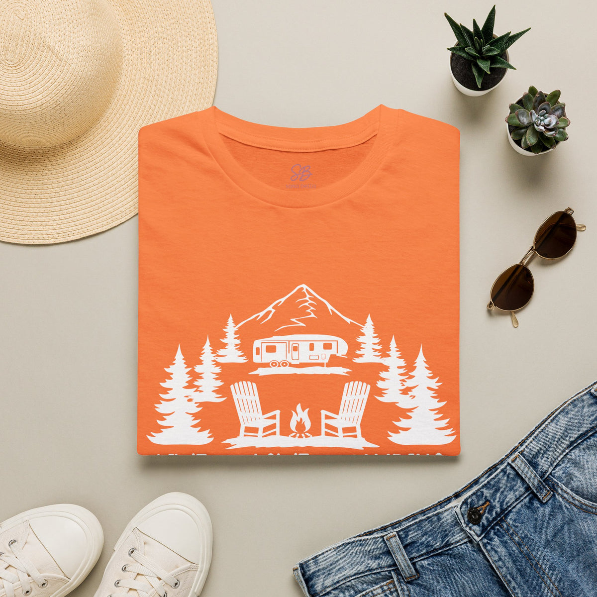Live, Love, Camping in ASL (white ink) - T-Shirt