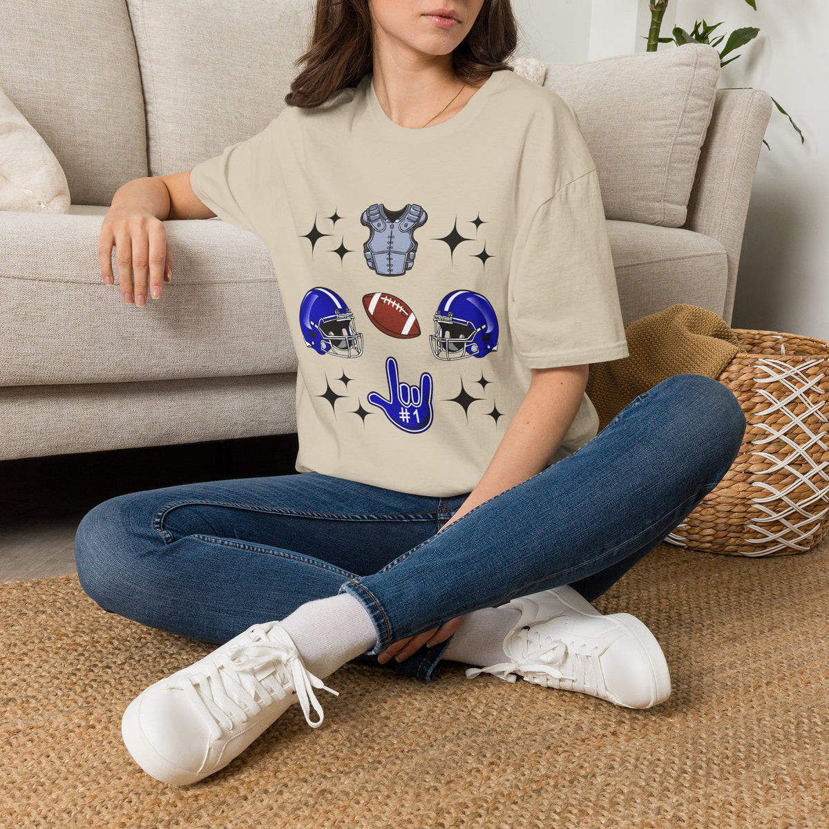 Football Gears Tic-Tac-Toe with I love you ASL American Sign Language -  T-Shirt