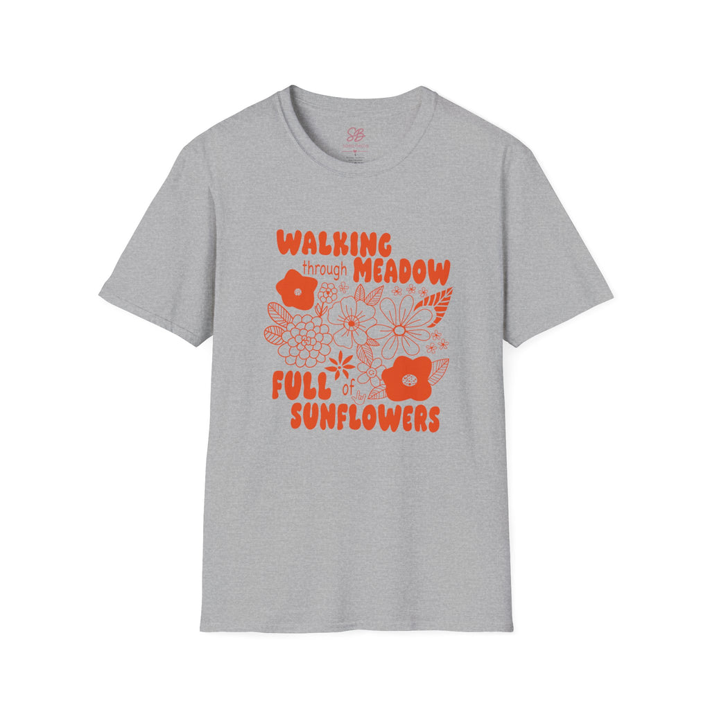 Walking Through Meadow Sunflowers - T-Shirt