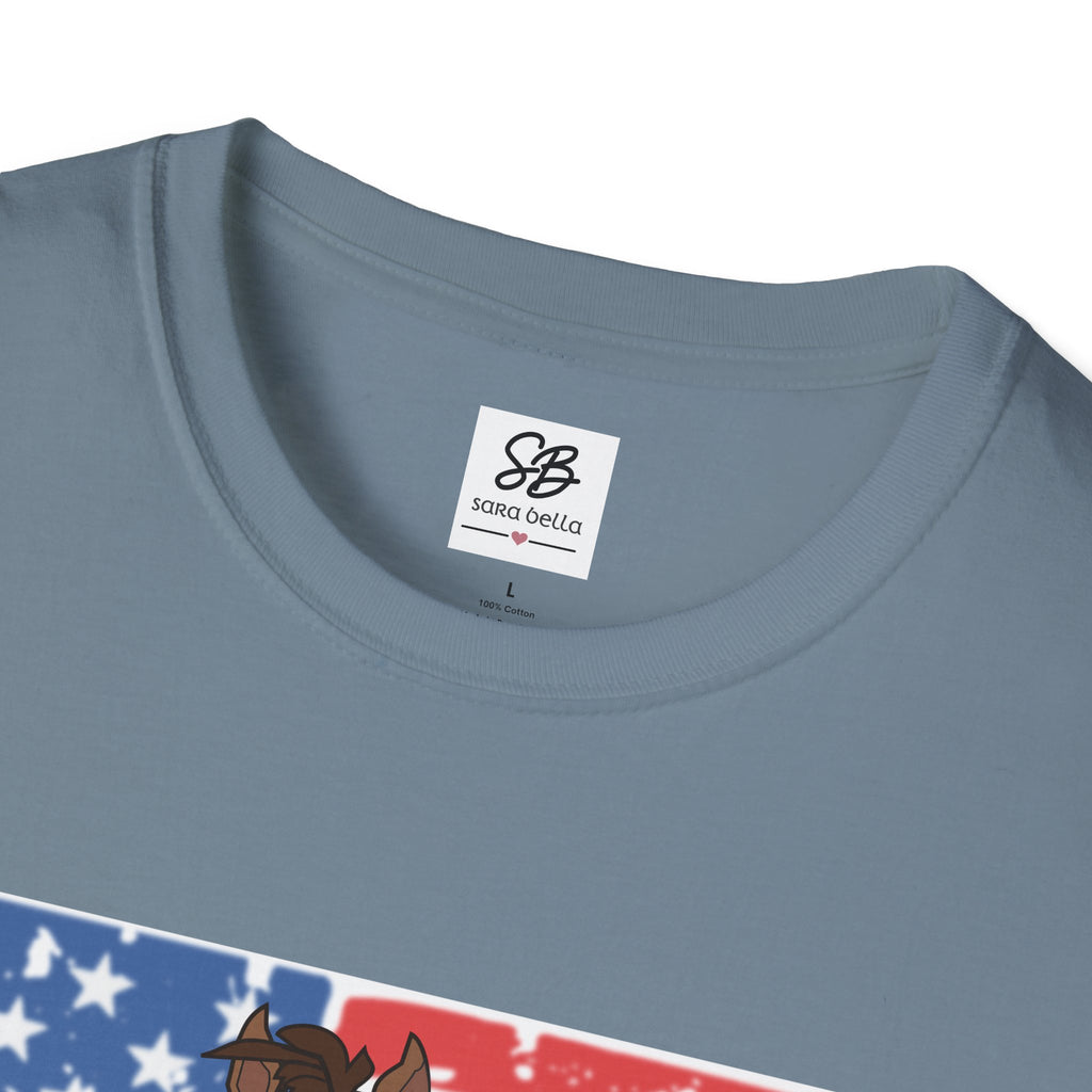 Galloping Horse with American Flag Graphic Shirt