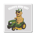 "Grandpa Mows Best" Lawn Tractor with Dog Refrigerator Magnet
