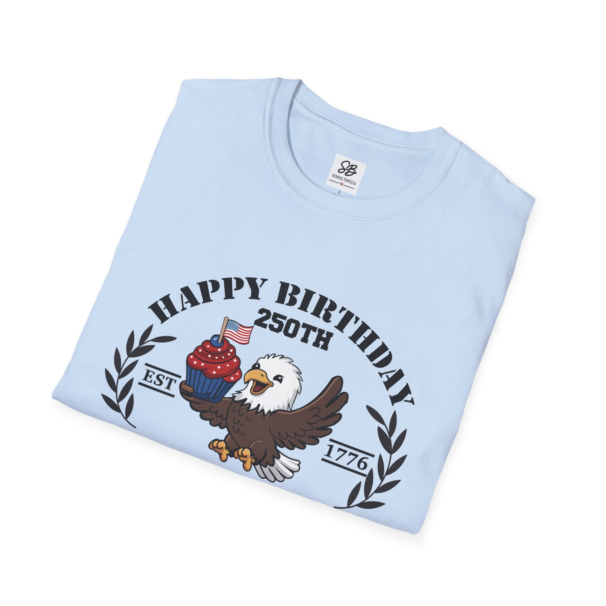 "Happy Birthday 250th America" Baby Eagle with cupcake Patriotic Shirt