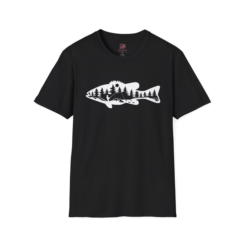 Bass Fisherman Landscape Fishing - T-Shirt