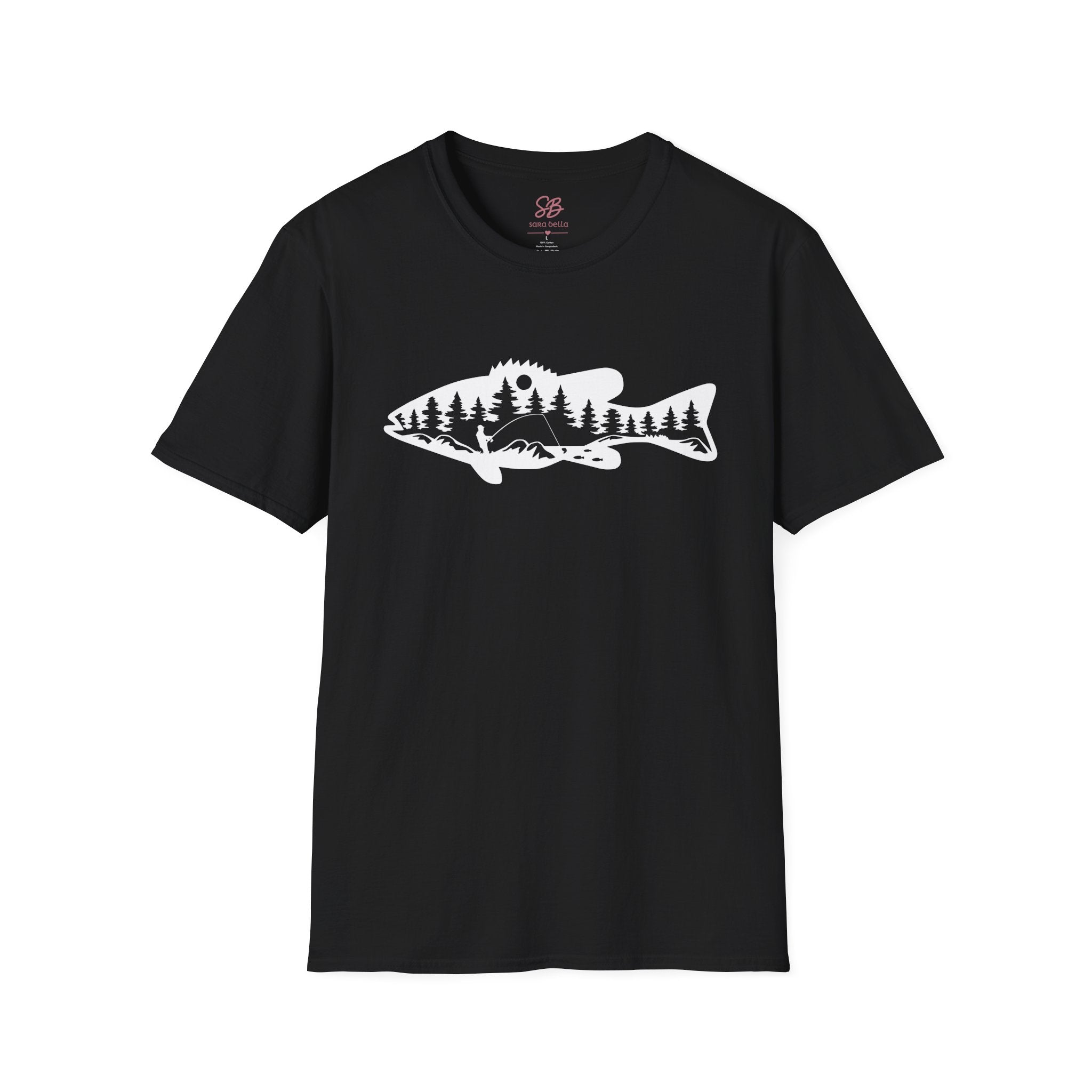 Bass Fisherman Landscape Fishing - T-Shirt