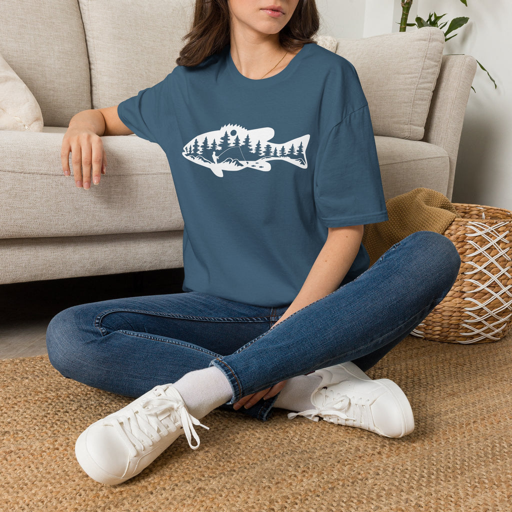 Bass Fisherman Landscape Fishing - T-Shirt
