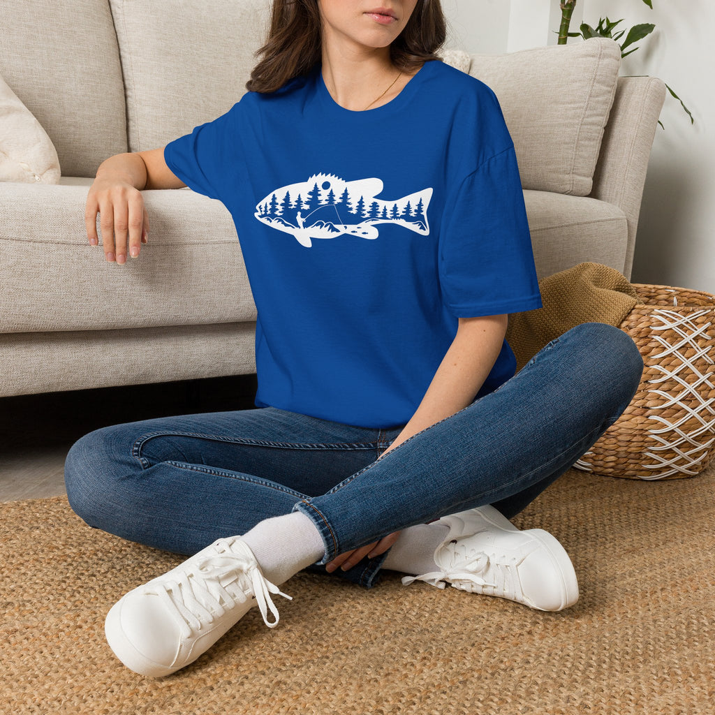 Bass Fisherman Landscape Fishing - T-Shirt