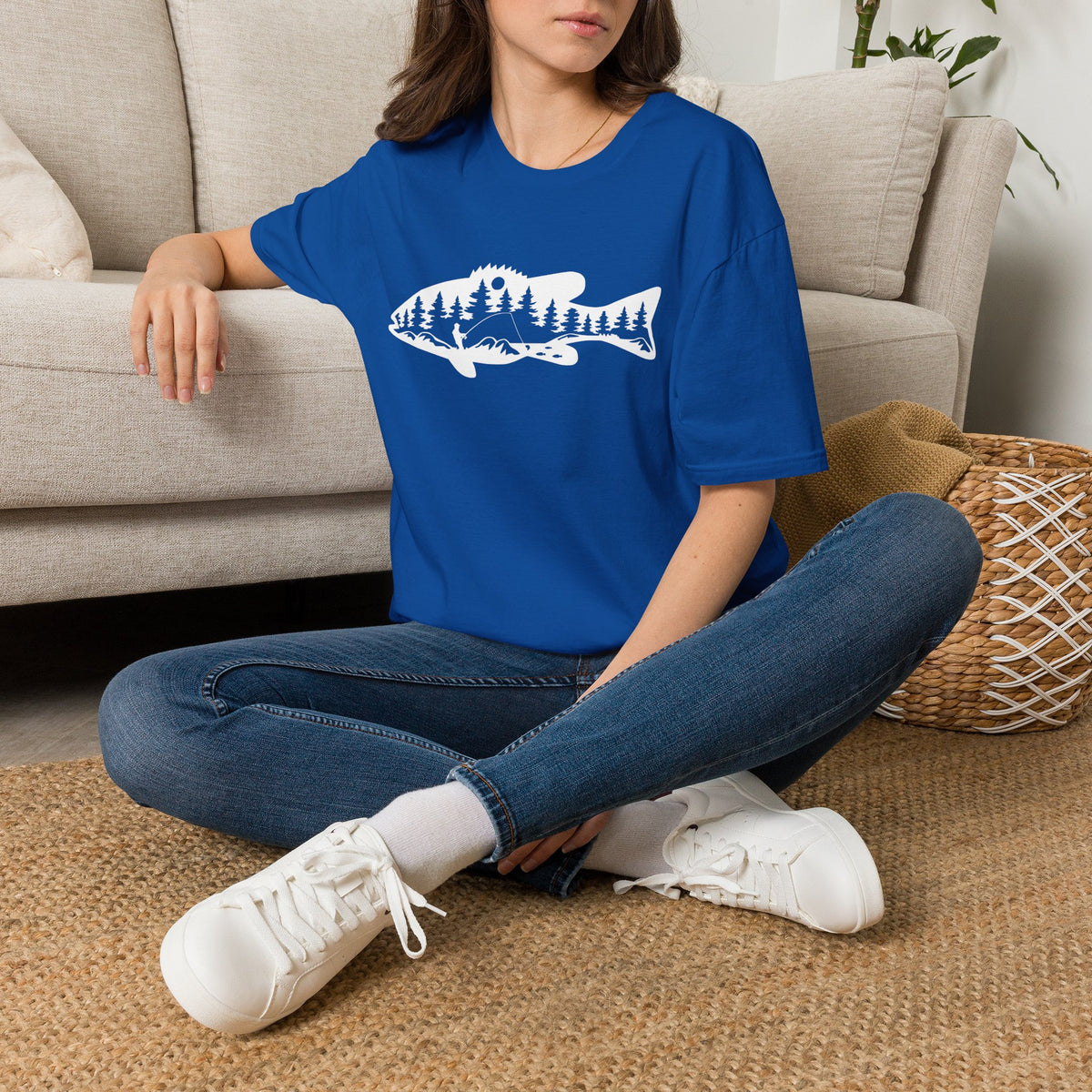 Bass Fisherman Landscape Fishing - T-Shirt