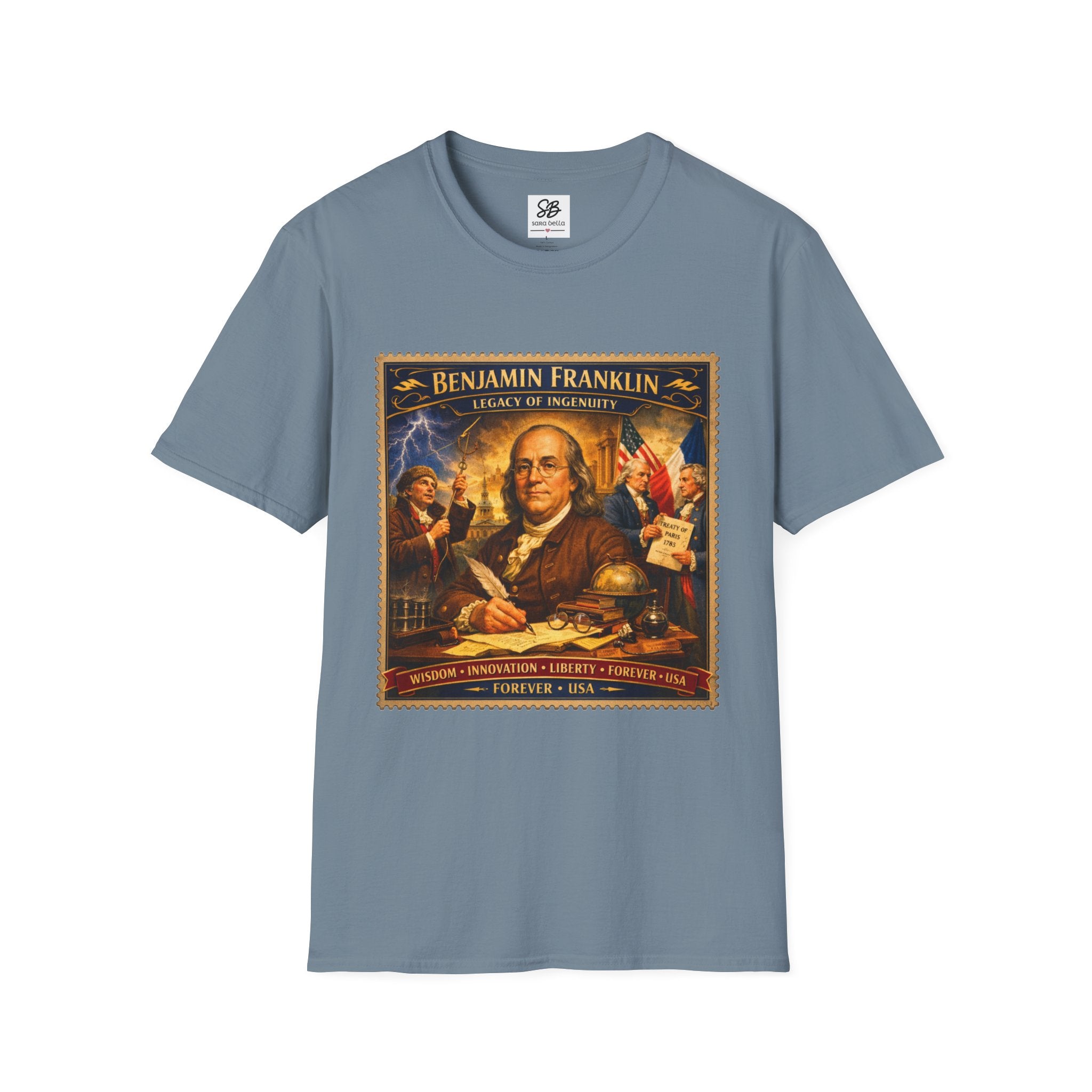 Benjamin Franklin "Founding Father Tribute' Vintage Stamp T Shirt