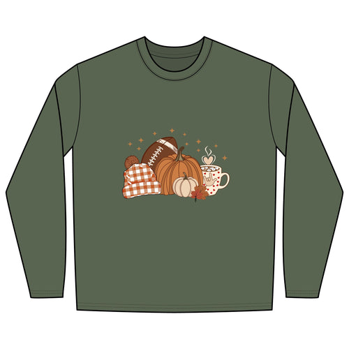 Autumn Football Pumpkin with I Love You American Sign Language, ASL - Long Sleeve Shirt