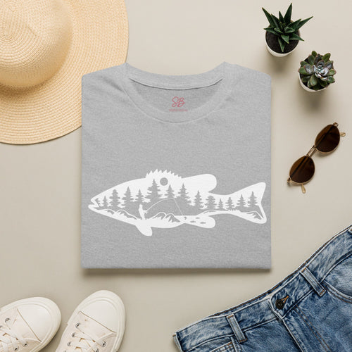 Bass Fisherman Landscape Fishing - T-Shirt