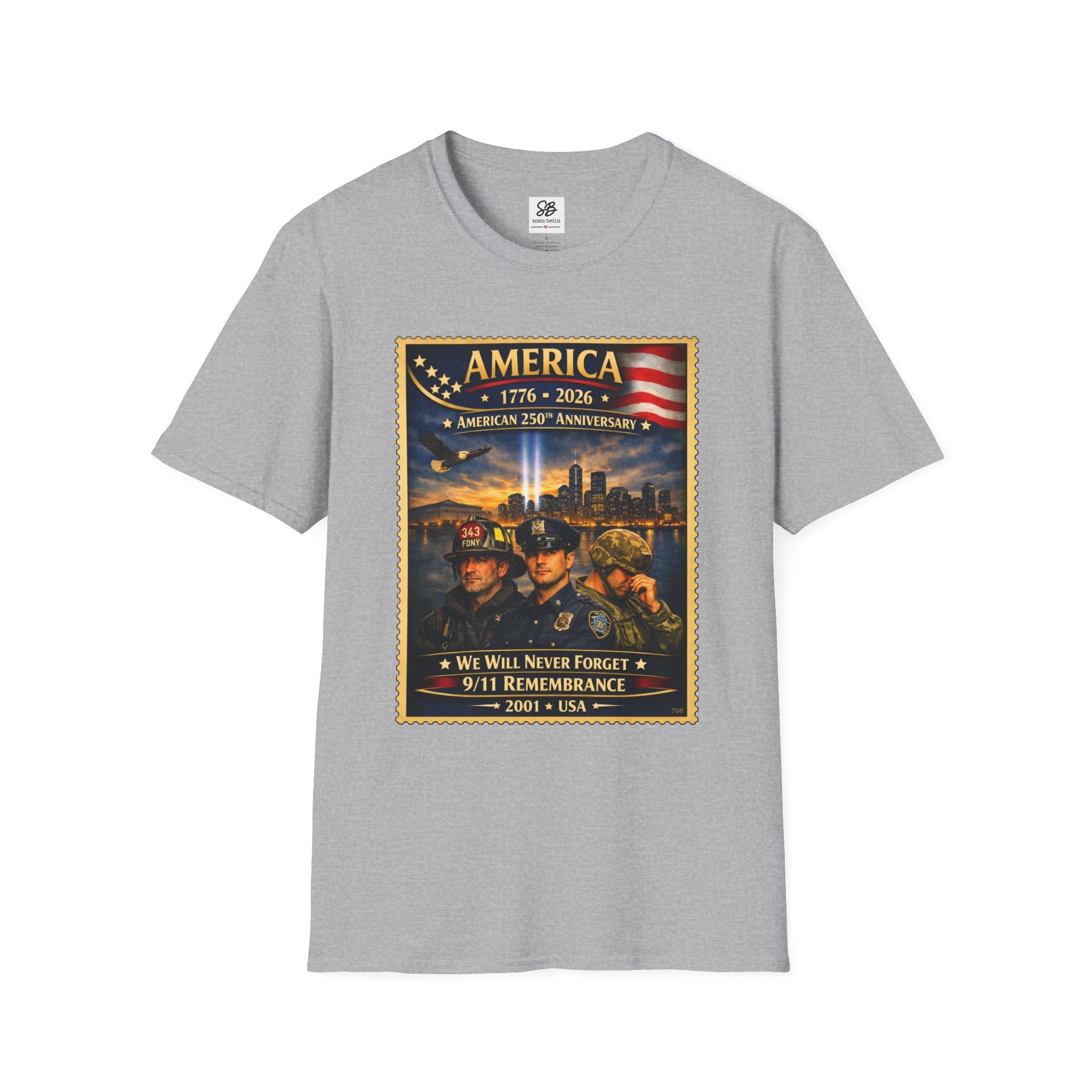 9/11 Remembrance"We Will Never Forget" Vintage Stamp T-Shirt