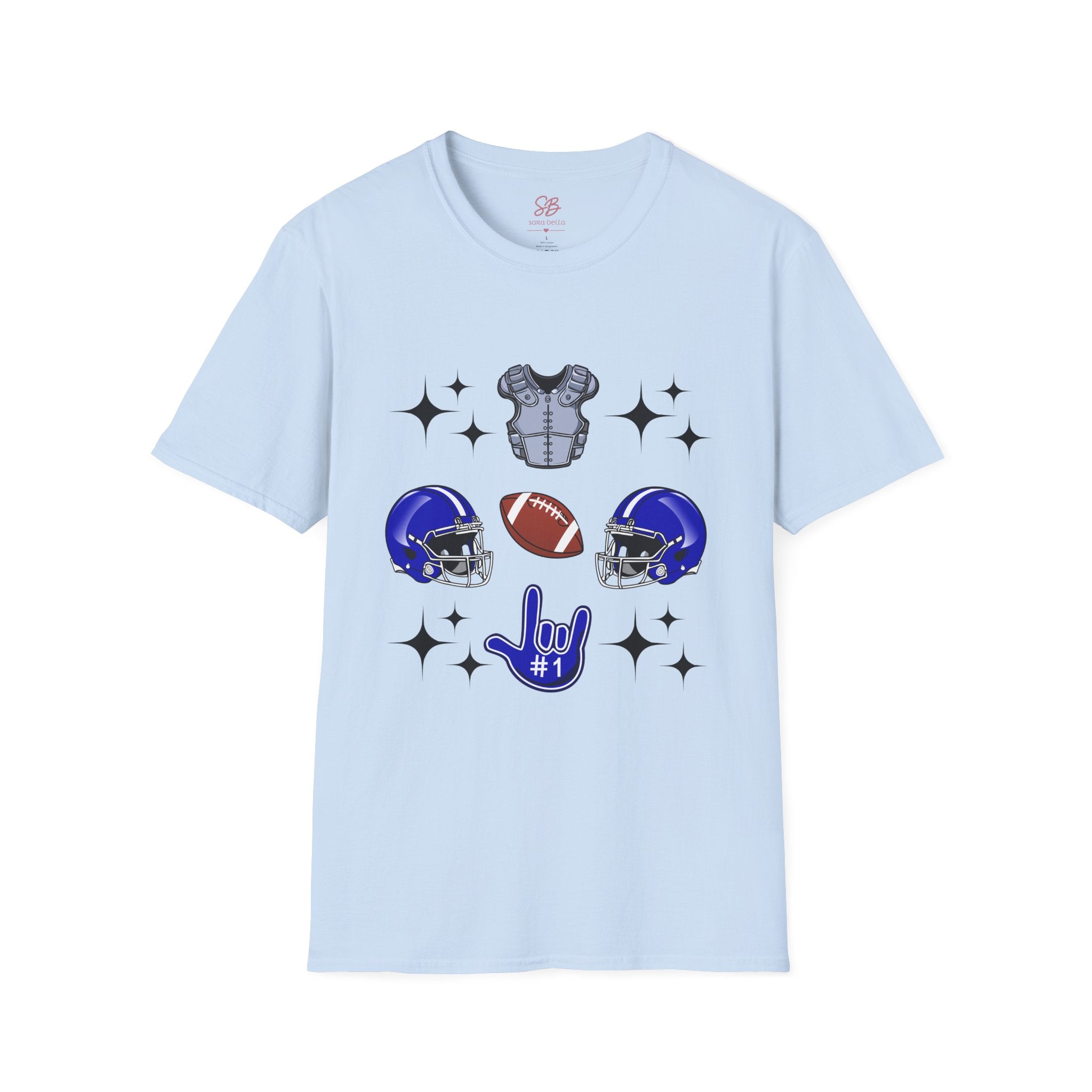 Football Gears Tic-Tac-Toe with I love you ASL American Sign Language -  T-Shirt