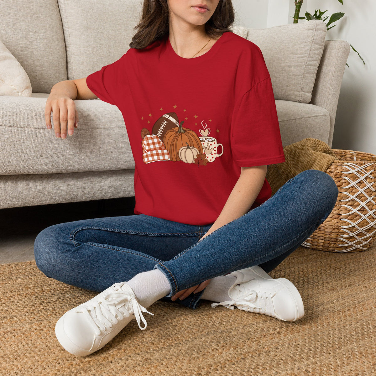 Autumn Football Pumpkins with I Love You American Sign Language, ASL - T-Shirt